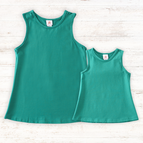 Teal blank basic kids teens adult tank top - ARIA KIDS