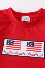 Patriotic flag embroidery smocked boy top - ARIA KIDS