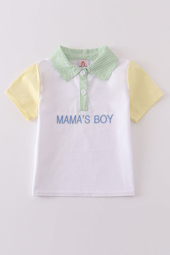 Seersucker mama's boy embroidery boy shirt - ARIA KIDS