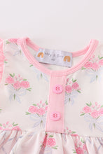 Pink floral bow tie print girl bubble - ARIA KIDS