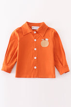 Brown pumpkin embroidery boy shirt - ARIA KIDS