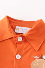 Brown pumpkin embroidery boy shirt - ARIA KIDS