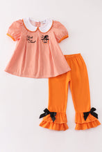 Orange plaid halloween embroidery girl set - ARIA KIDS