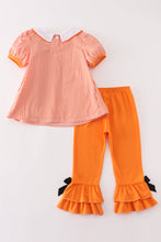 Orange plaid halloween embroidery girl set - ARIA KIDS