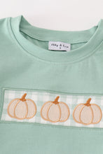 Green gingham pumpkin embroidery boy set - ARIA KIDS