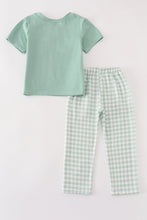 Green gingham pumpkin embroidery boy set - ARIA KIDS