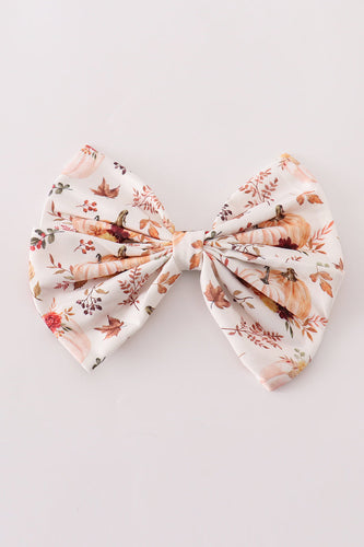 Coral pumpkin print hair sailor bow - ARIA KIDS