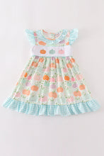 Blue pumpkin embroidery ruffle dress - ARIA KIDS