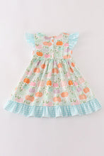 Blue pumpkin embroidery ruffle dress - ARIA KIDS