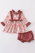 Fall floral print girl bloomer set