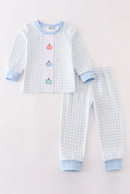 Blue pumpkin embroidery plaid boy set - ARIA KIDS