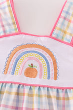 Rainbow pumpkin embroidery plaid girl bubble - ARIA KIDS