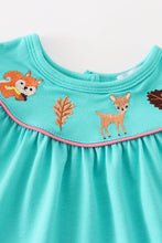 Teal floral print forest animal embroidery baby set - ARIA KIDS