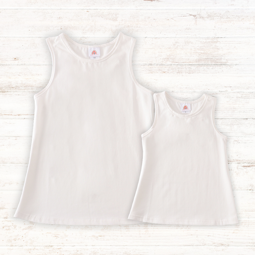 White blank basic kids teens adult tank top - ARIA KIDS