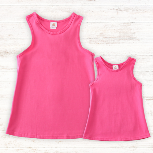 Hot pink blank basic kids teens adult tank top - ARIA KIDS