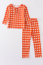 Orange plaid girl pajamas set - ARIA KIDS