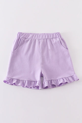 Purple basic ruffle shorts - ARIA KIDS