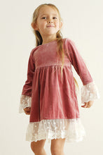 Premium Dusty pink velvet lace dress - ARIA KIDS