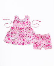 Pink floral print pocket lace girl shorts set - ARIA KIDS