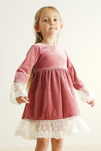 Premium Dusty pink velvet lace dress - ARIA KIDS