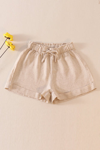 Beige linen girl shorts - ARIA KIDS