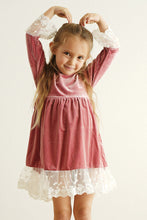 Premium Dusty pink velvet lace dress - ARIA KIDS