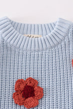 Blue floral hand-embroidery jumper sweater - ARIA KIDS