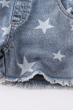 Medium wash blue star print strap denim overall - ARIA KIDS