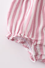 Premium Pink muslin stripe smocked girl bubble - ARIA KIDS