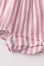 Premium Pink muslin stripe smocked girl bubble - ARIA KIDS