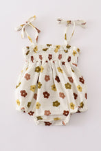 Premium Organic muslin floral smocked girl bubble