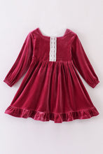 Premium Mauve velvet lace girl dress - ARIA KIDS