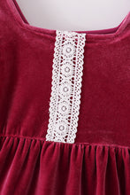 Premium Mauve velvet lace girl dress - ARIA KIDS