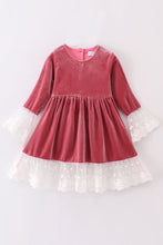 Premium Dusty pink velvet lace dress - ARIA KIDS