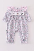 Premium Floral print cow embroidery girl romper - ARIA KIDS