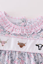 Premium Floral print cow embroidery girl romper - ARIA KIDS