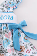 Premium blue floral I love mom embroidery bloomer set - ARIA KIDS