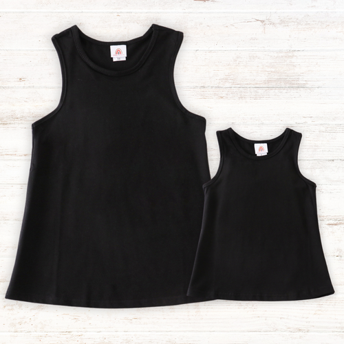 Black blank basic kids teens adult tank top - ARIA KIDS