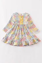 Platinum Blue floral print ruffle girl dress - ARIA KIDS