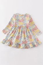 Platinum Blue floral print ruffle girl dress - ARIA KIDS