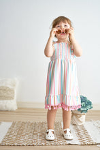 Pink stripe smocked strap dress - ARIA KIDS
