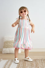 Pink stripe smocked strap dress - ARIA KIDS