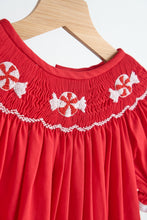 Red candy hand smocked girl romper - ARIA KIDS