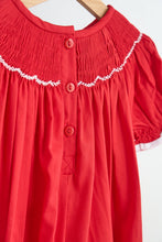 Red candy hand smocked girl romper - ARIA KIDS