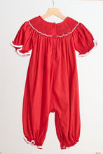 Red candy hand smocked girl romper - ARIA KIDS