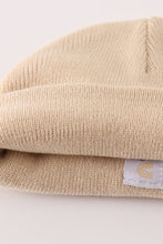 Beige ribbed basic knit beanie - ARIA KIDS