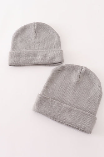 Grey ribbed basic knit beanie - ARIA KIDS