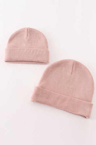 Pink ribbed basic knit beanie - ARIA KIDS