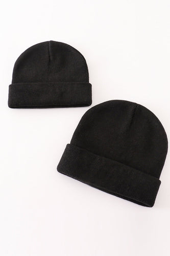 Black ribbed basic knit beanie - ARIA KIDS