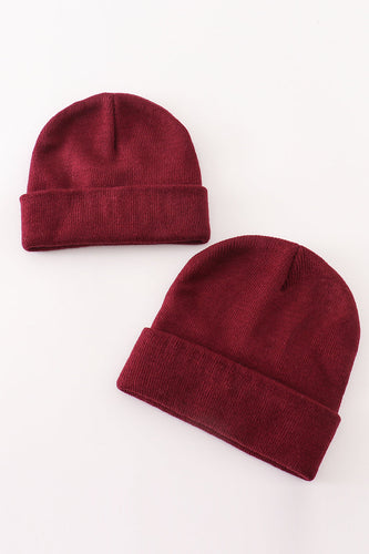 Burgundy ribbed basic knit beanie - ARIA KIDS